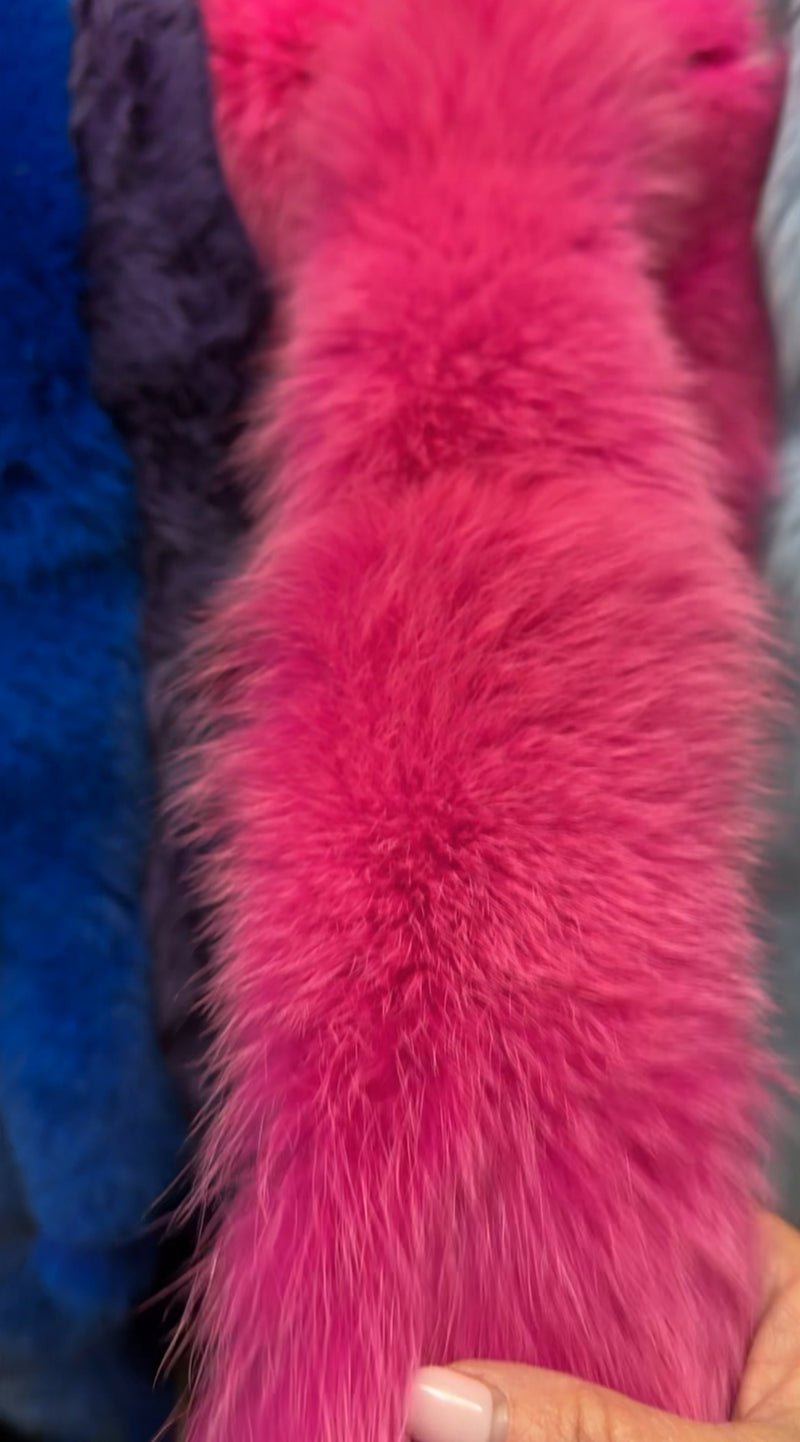 Dyed Blue Fox Skin Stripping