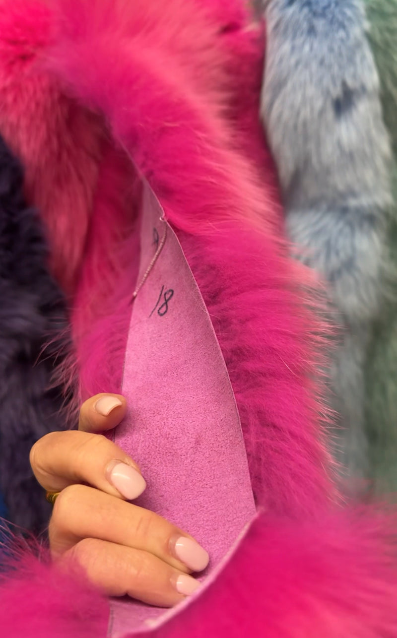 Dyed Blue Fox Skin Stripping