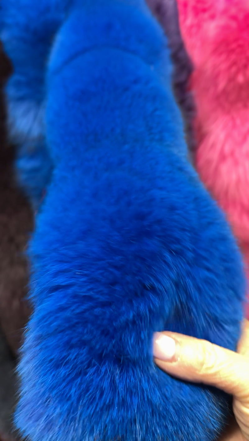 Dyed Blue Fox Skin Stripping