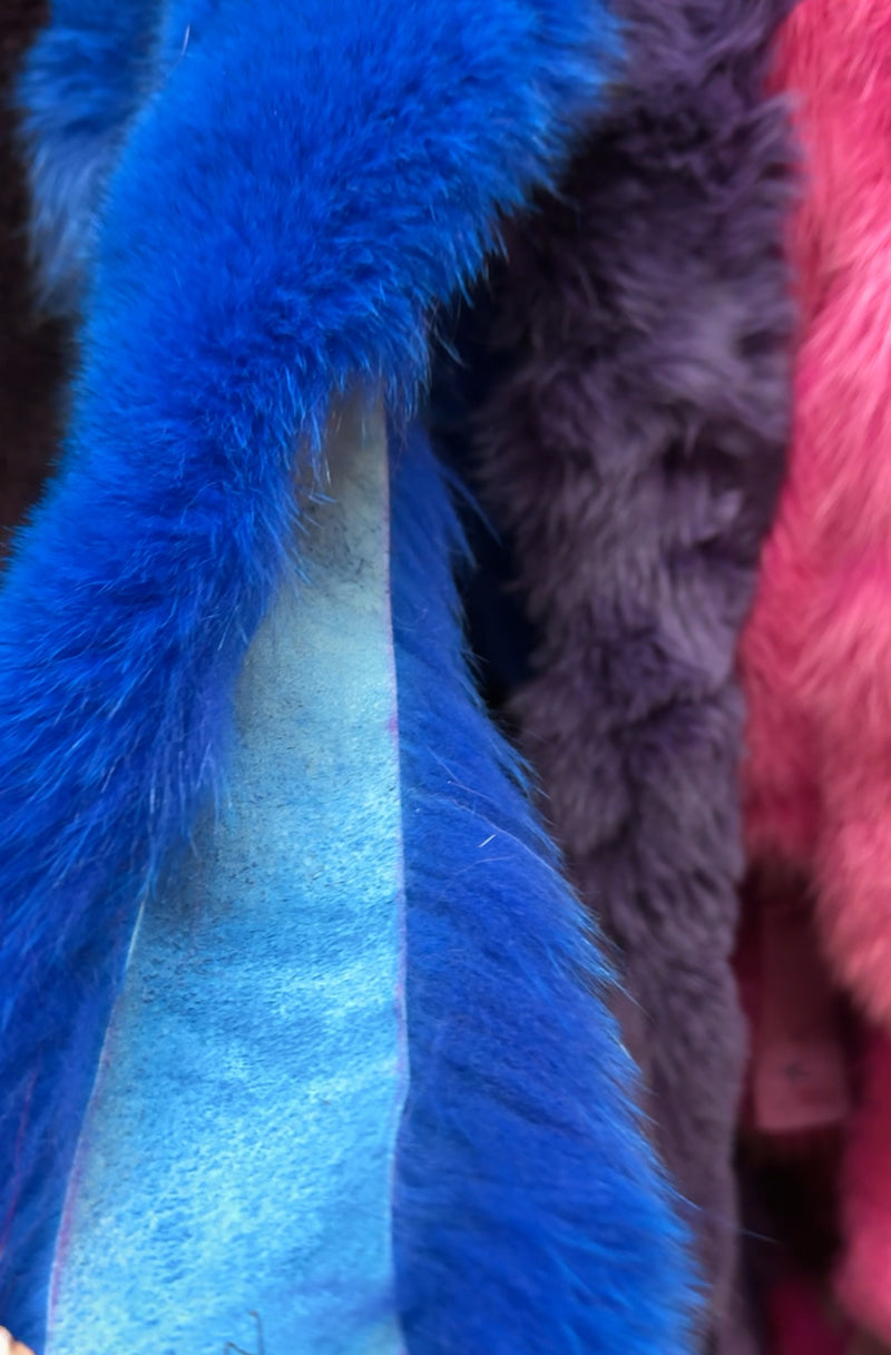 Dyed Blue Fox Skin Stripping