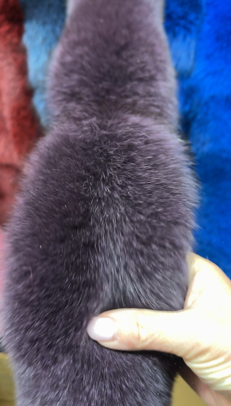 Dyed Blue Fox Skin Stripping