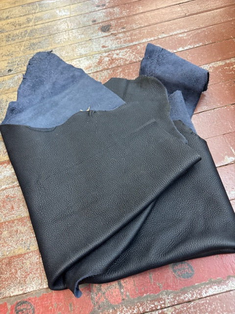 Moose hide Polished Leather - Navy