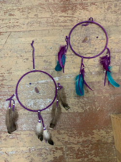 Indigenous handmade dreamcatcher with feathers and beads - Bill Worb Furs