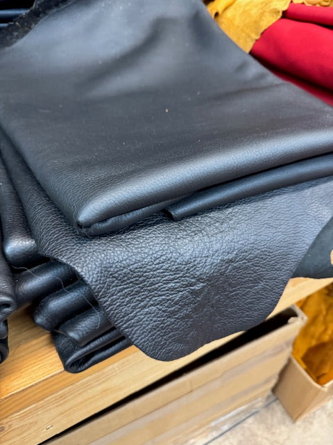 Black polished moose hide leather excellent quality top rated - Bill Worb Furs