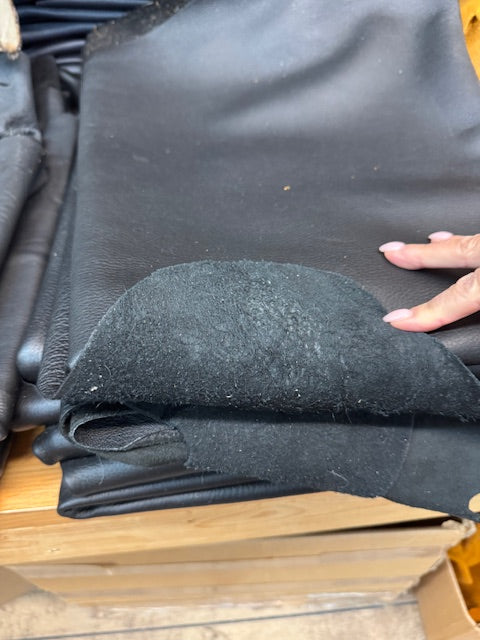 Black polished moose hide leather excellent quality top rated - Bill Worb Furs