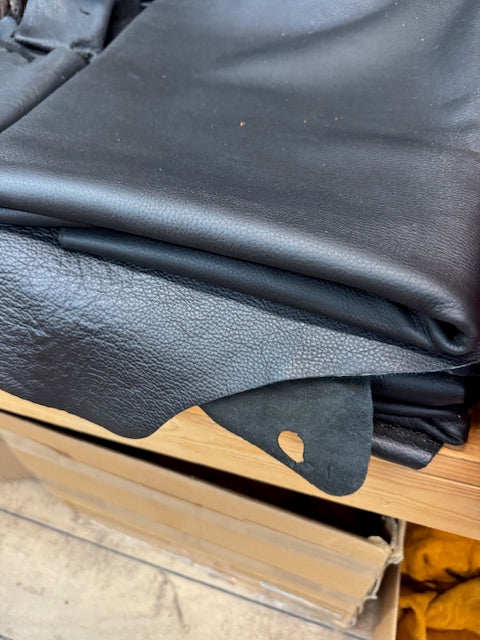 Black polished moose hide leather excellent quality top rated - Bill Worb Furs