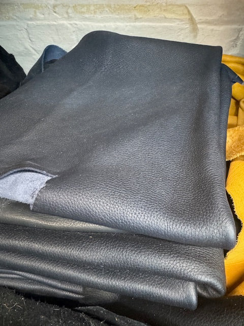 Navy moose hide polished leather - Bill Worb Furs