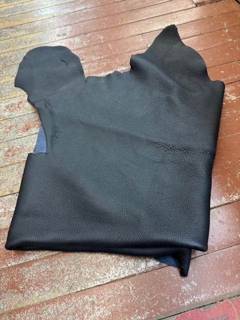 Navy moose hide polished leather - Bill Worb Furs
