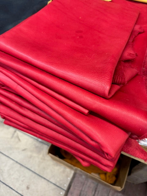 Moose hide polished leather red - Bill worb furs 