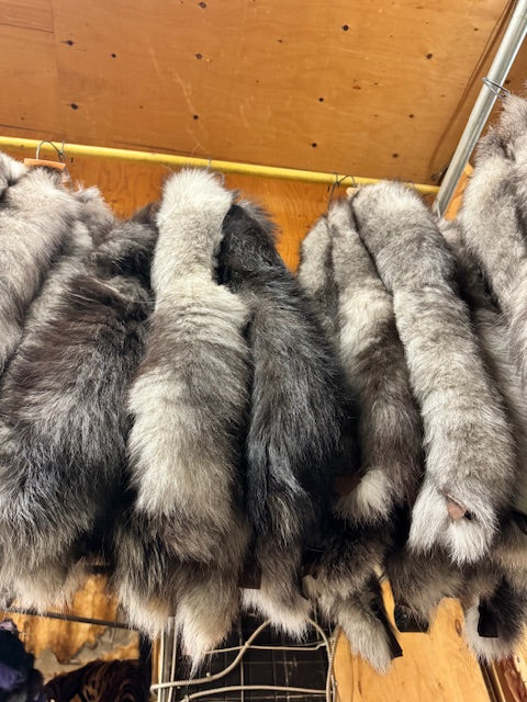 Silver fox tail hood ruffs on sale - Bill Worb furs