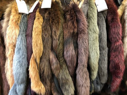 dyed blue fox tail parka hood ruffs fur wholesale - Bill Worb Furs