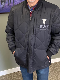 BWF Embroidered quilted freezer Jacket - Bill Worb Furs Inc.