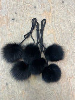 Dyed Black Blue Fox Fur Pom Poms – Bill Worb Furs - Main Image