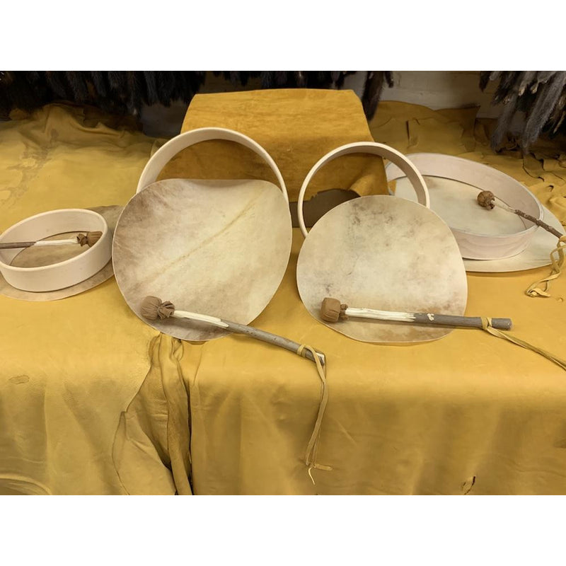 Drum Kits including frame, rawhide and drum sticks for pow wows - Bill Worb Furs Inc.