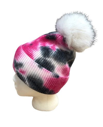 Ladies Tie Dye touque with fox fur pom pom – Bill Worb Furs Inc display picture 3