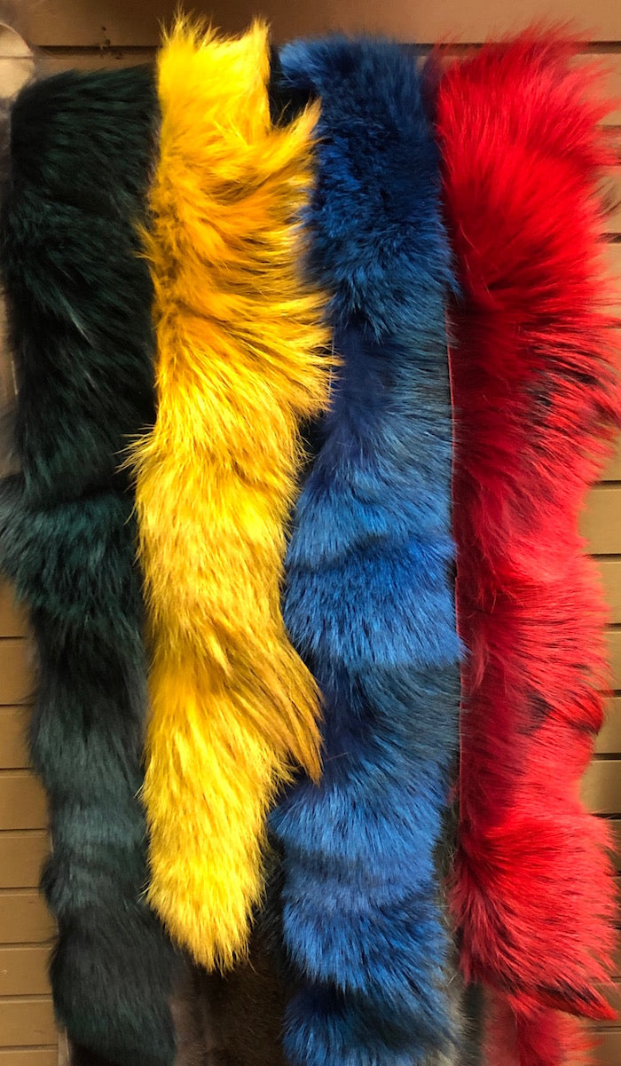 Dyed coyote fur stripping 