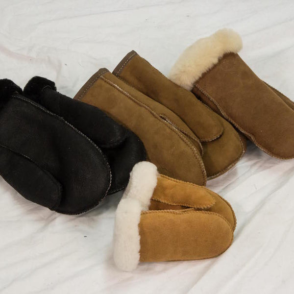 Suede fur shop lined mittens