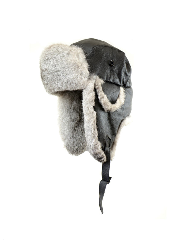 帽子 LENO RABBIT FUR AVIATOR HAT Amazon.com: Kids Black with Grey Rabbit Fur Aviator Hat