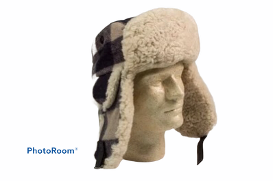Men's Shearling lined Checkered Wool Aviator Hat - Bill Worb Furs Inc.