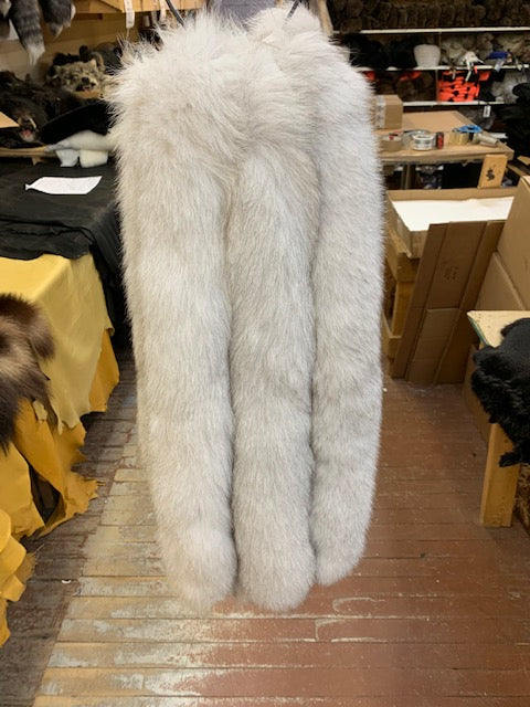 natural blue fox tail hood ruff fur excellent quality top rated - Bill Worb Furs