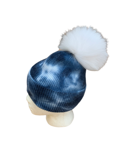 Ladies Tie Dye touque with fox fur pom pom – Bill Worb Furs Inc display picture 2
