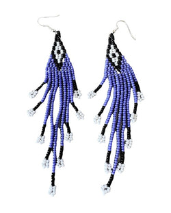Purple and white beaded earrings