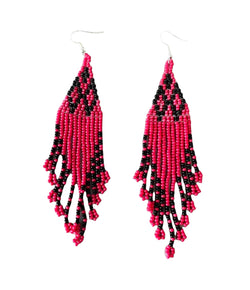 Red and black beaded earrings