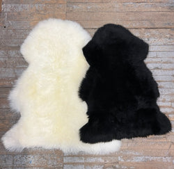 sheepskin rugs black and white Bill Worb Furs